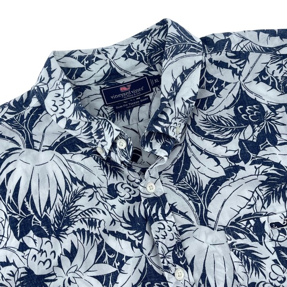 Vineyard Vines Mens XL Slim Fit Tucker Shirt Palm Print Button Down - Picture 1 of 12
